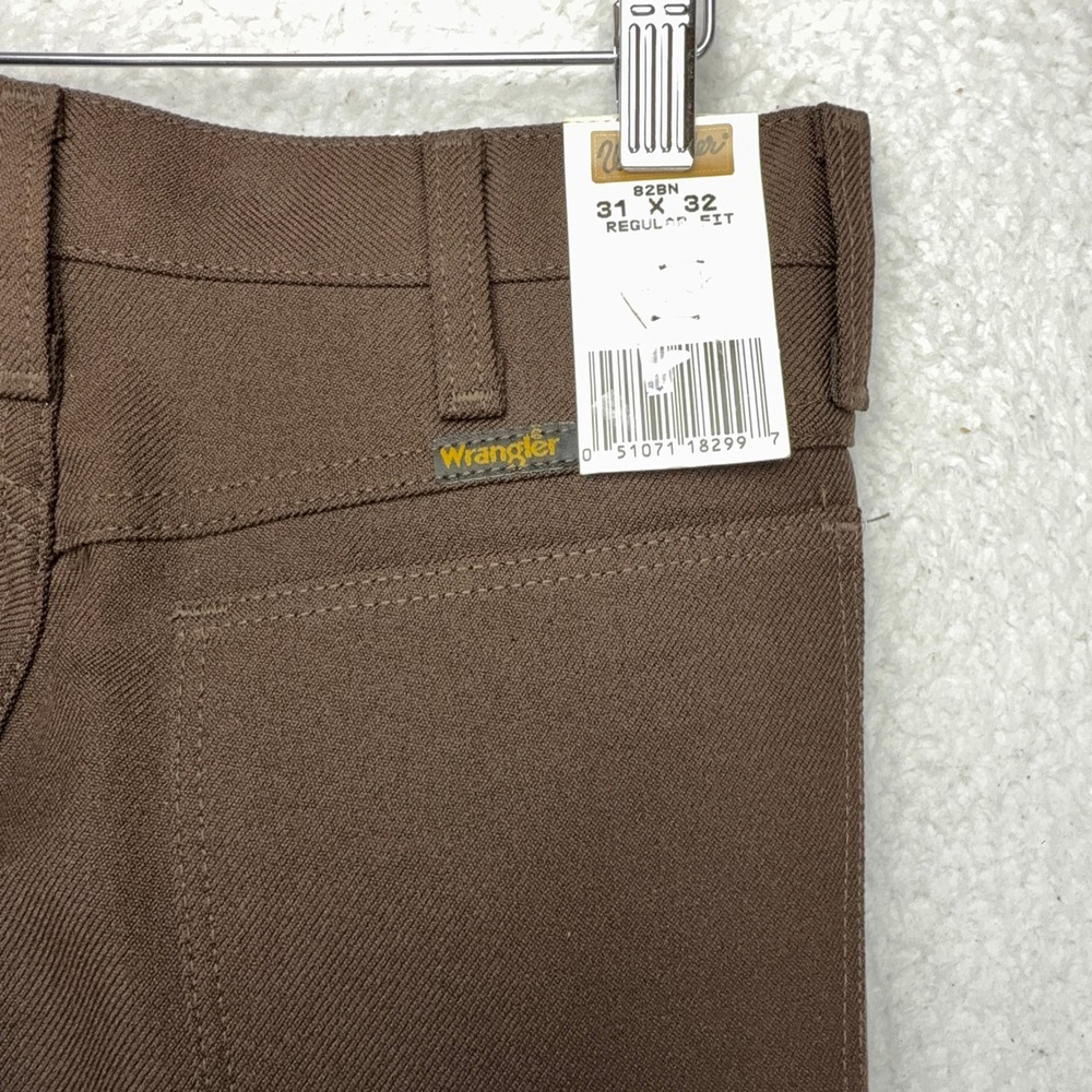 Wrangler 82BN Regular Fit Mens Brown Polyester Pants 31x32 Made in USA Vintage